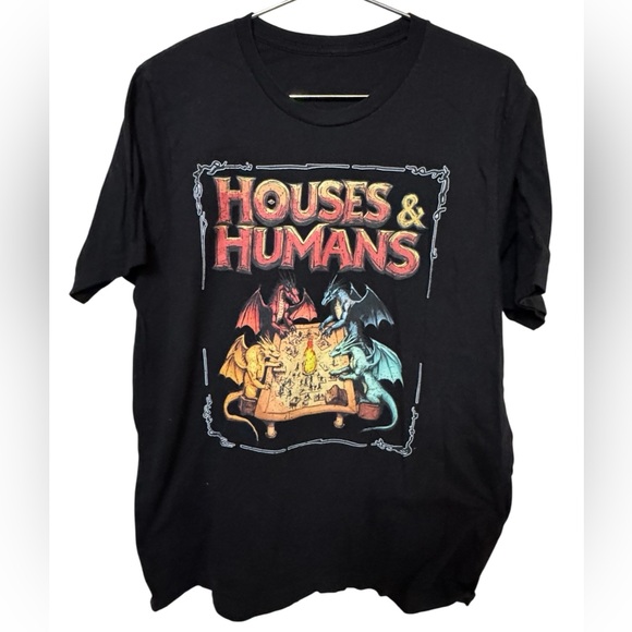 Houses & Humans D&D Dungeons & Dragons Spoof Black Graphic T-Shirt Men’s XL - Picture 1 of 3